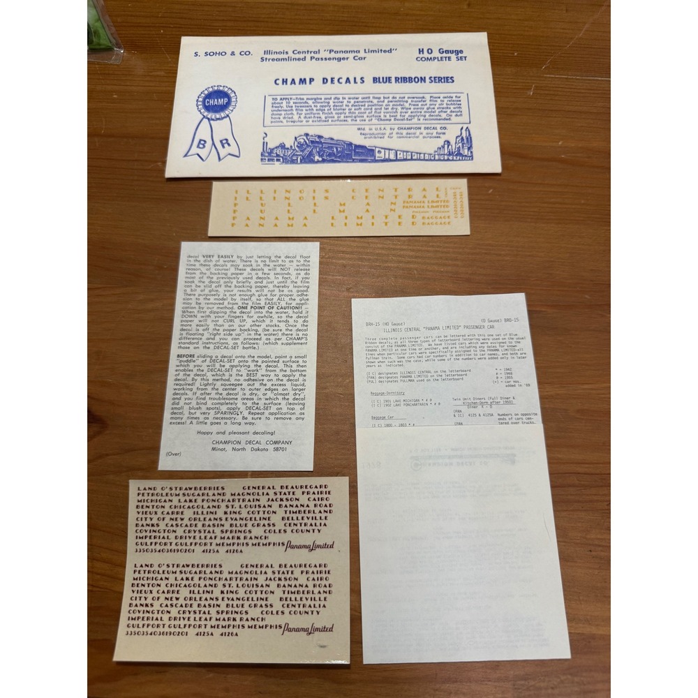 Champ Decals BRH-15 Illinois Central Panama Limited Passenger Car HO Gauge Set